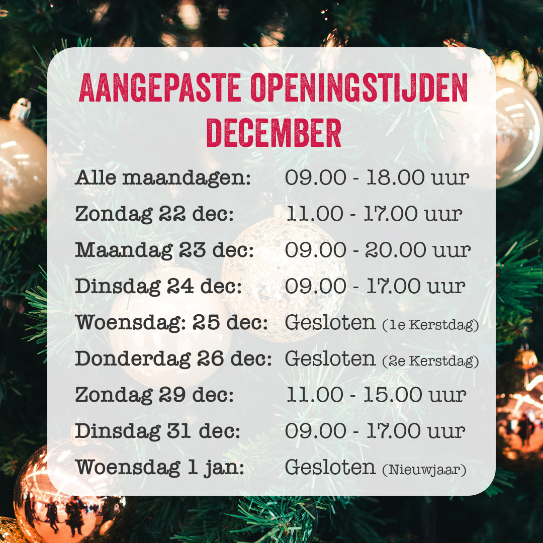 Openingstijden december